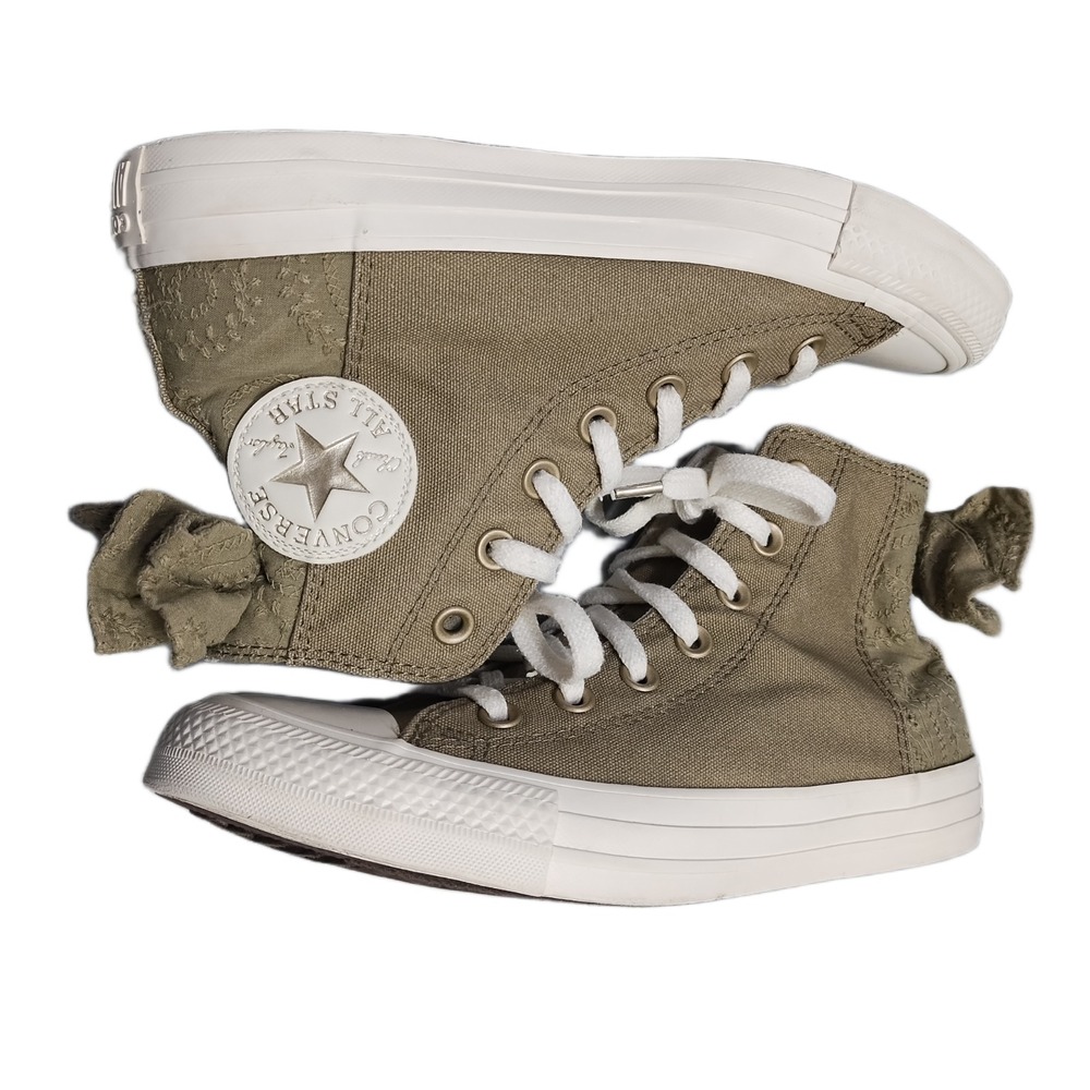Converse Chuck Taylor All Star Lift High Bow Sneakers Womens US 7.5 Green White